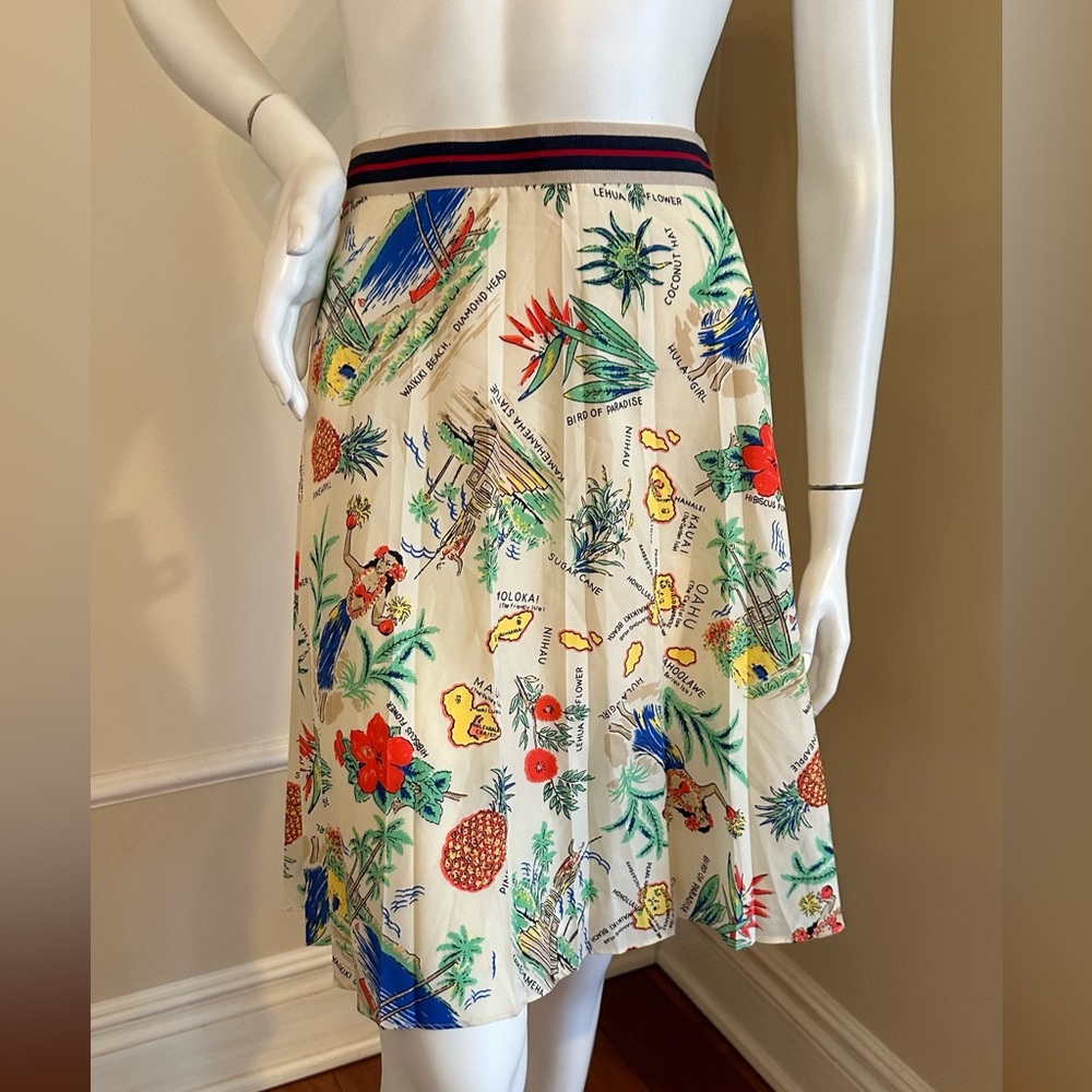 J Crew Factory Hawaiian Print Skirt, Size 4, Hula Girl, Pineapple SIZE 14